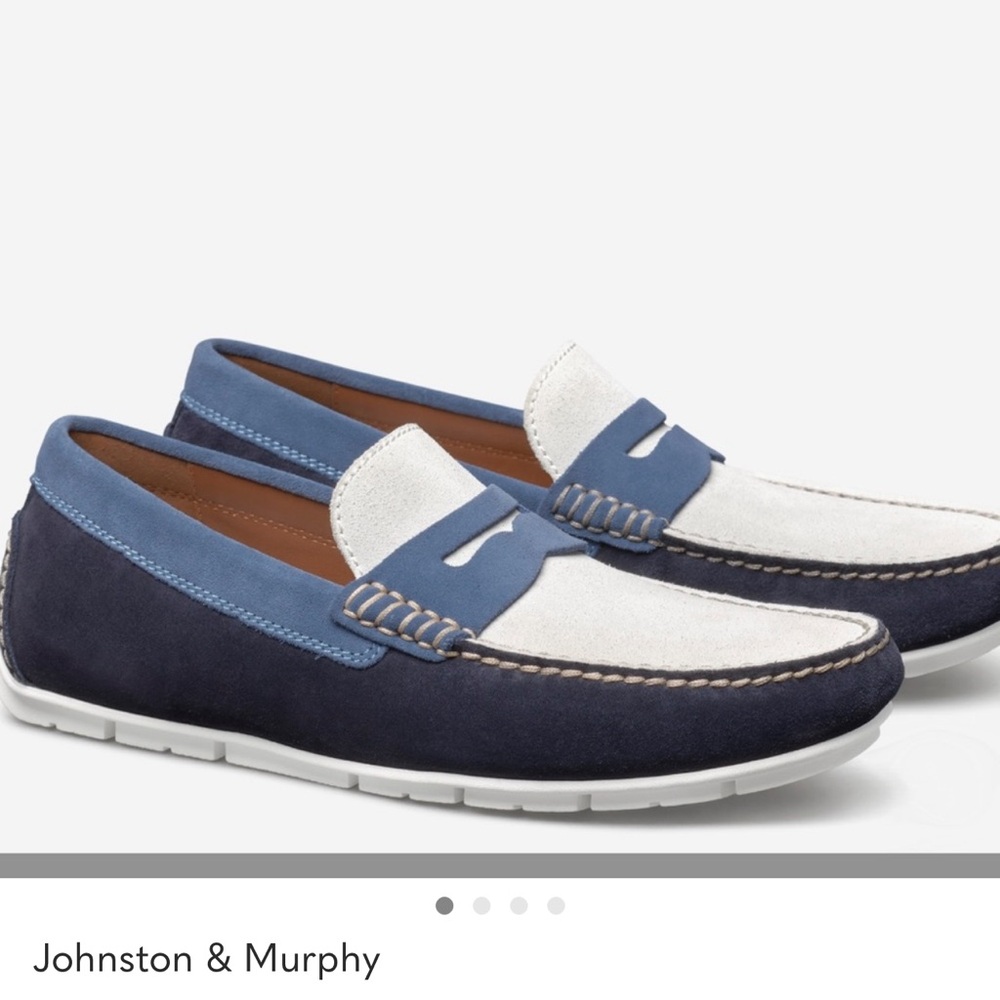 Johnston & Murphy Men’s Navy and White Baldwin Driver Loafers size 9.5